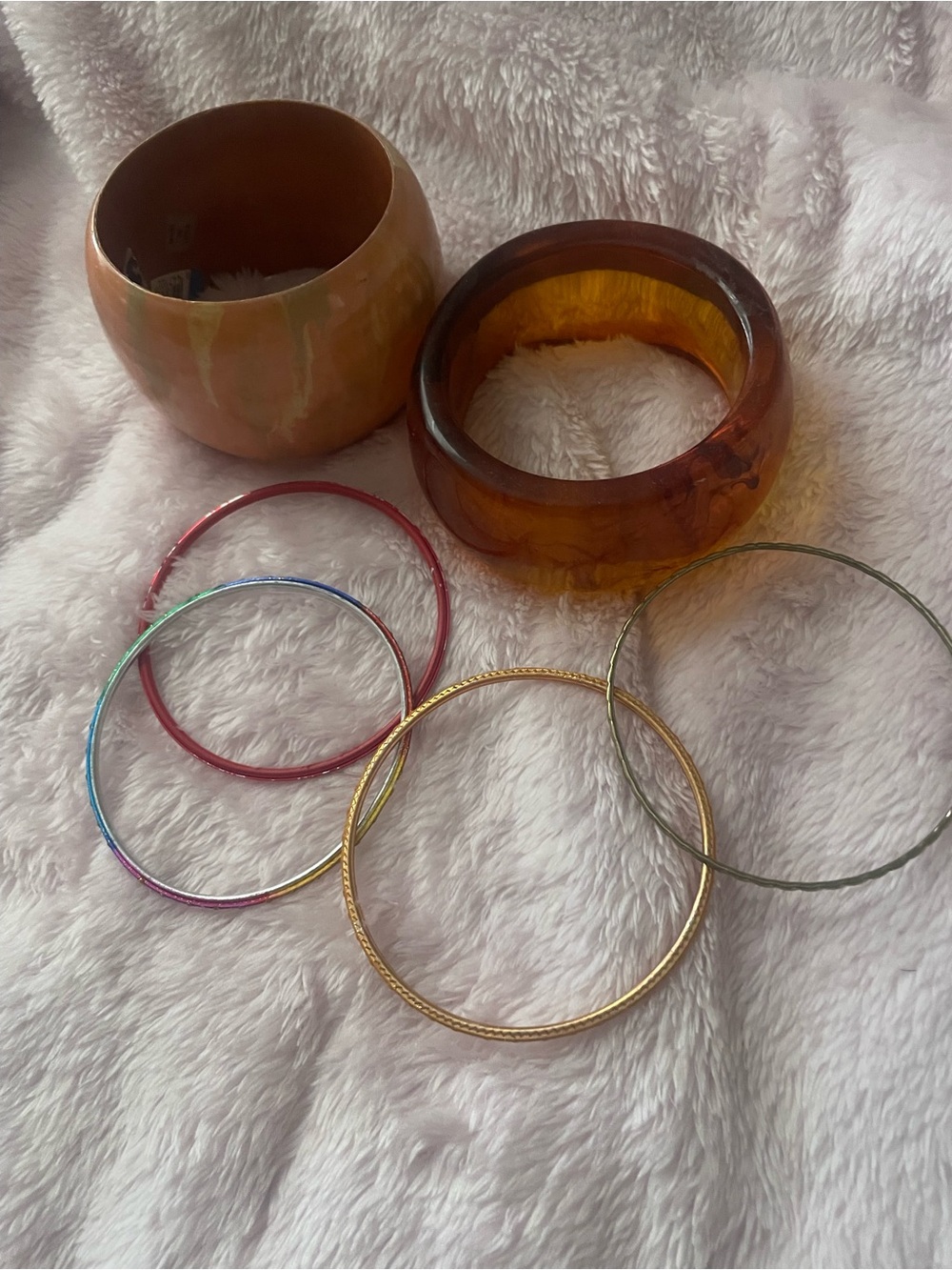 Mixed Bangle Bracelet Set - Gold, Amber, Red, Multi
